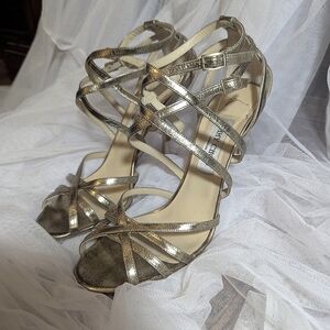 VGUC Gold Jimmy Choo strappy heels size 40